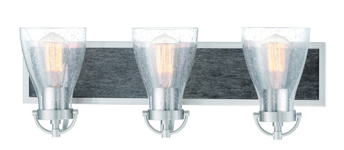 Garrison Three Light Bath in Brushed Nickel W/Shale Wood (7|3343-098)