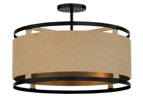 Windward Passage Four Light Semi Flush Mount in Coal And Soft Brass (7|3869-726) Windward Passage Four Light Semi Flush Mount in Coal And Soft Brass (7|3869-726)