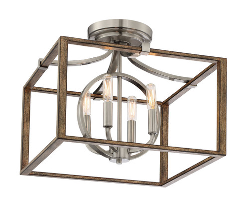 Country Estates Four Light Semi Flush Mount in Brush Nickel (7|4013-280)