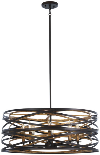 Vortic Flow Eight Light Pendant in Dark Bronze W/Mosaic Gold Inte (7|4678-111)