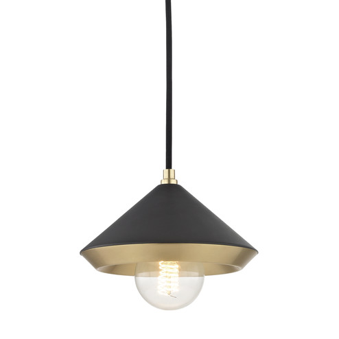 Marnie One Light Pendant in Aged Brass/Black (428|H139701S-AGB/BK)