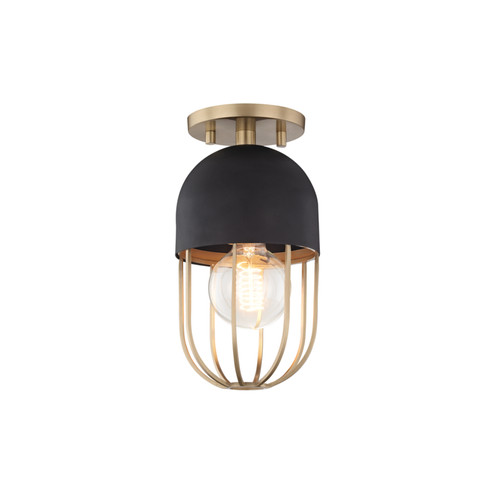 Haley One Light Semi Flush Mount in Aged Brass/Black (428|H145601-AGB/BK)