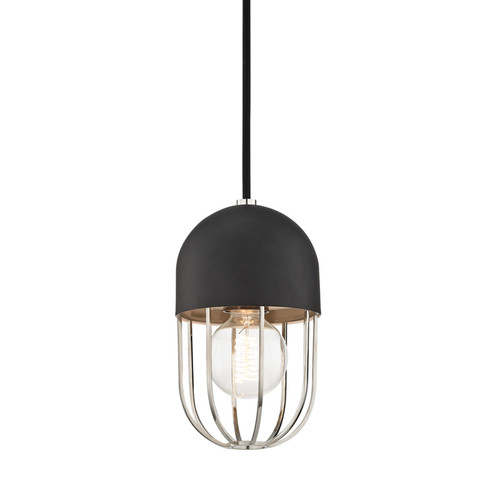 Haley One Light Pendant in Polished Nickel/Black (428|H145701-PN/BK)