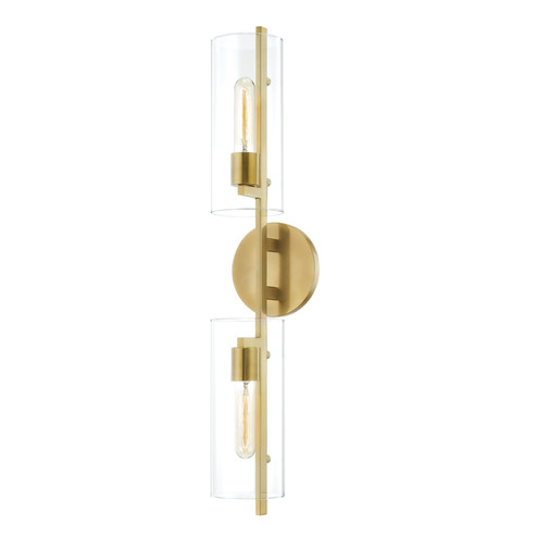 Ariel Two Light Wall Sconce in Aged Brass (428|H326102-AGB)