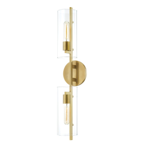 Ariel Two Light Wall Sconce in Aged Brass (428|H326102-AGB)