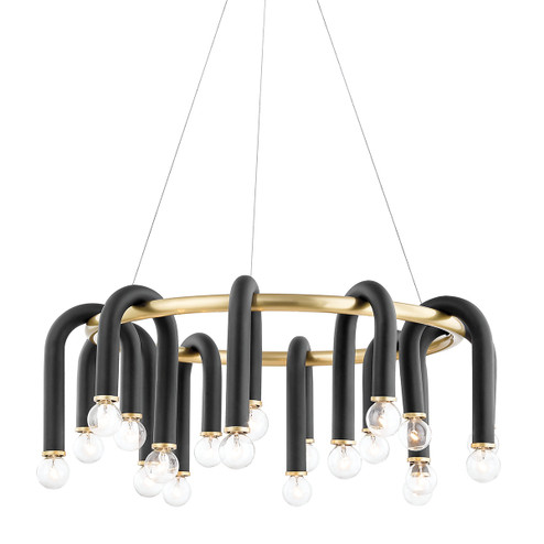Whit 20 Light Chandelier in Aged Brass/Black (428|H382820-AGB/BK)