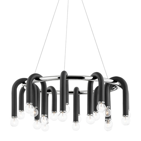 Whit 20 Light Chandelier in Polished Nickel/Black (428|H382820-PN/BK)