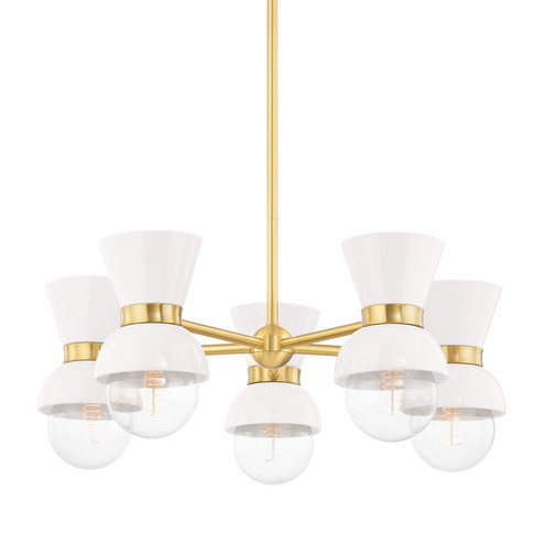 Gillian Five Light Chandelier in Aged Brass/Ceramic Gloss Cream (428|H469805-AGB/CCR)