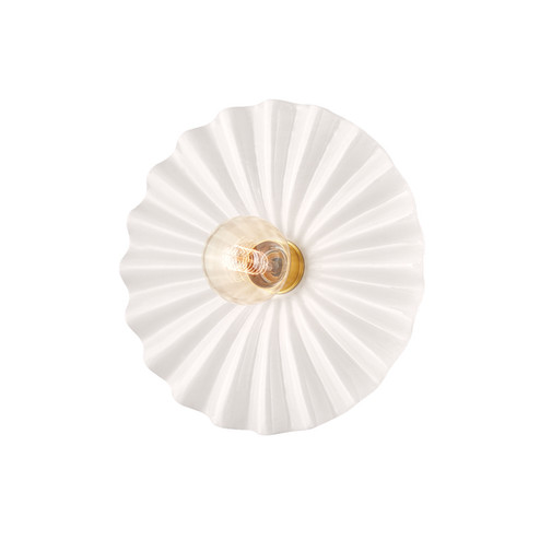 Tinsley One Light Flush Mount in Aged Brass/Ceramic Gloss Cream (428|H499101-AGB/CCR)