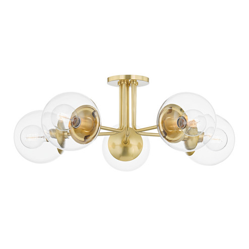 Meadow Five Light Semi Flush Mount in Aged Brass (428|H503605-AGB)