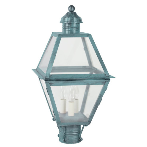 Boston Three Light Post Mount in Verdi Gris (196|1003-VG-LT3-FST)