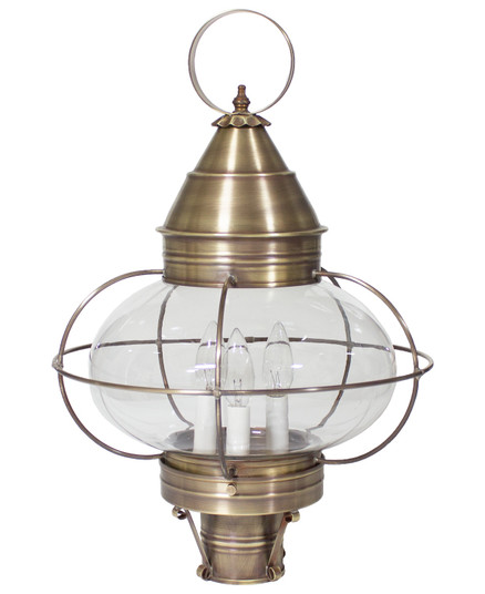 Onion Three Light Post Mount in Antique Brass (196|2573-AB-LT3-CLR)