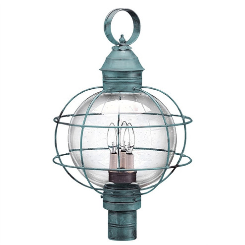 Round Three Light Post Mount in Verdi Gris (196|2853-VG-LT3-CSG)