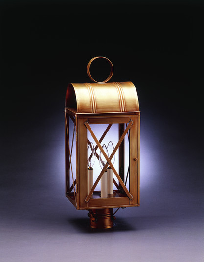 Adams Three Light Post Mount in Antique Brass (196|6053-AB-LT3-CLR)