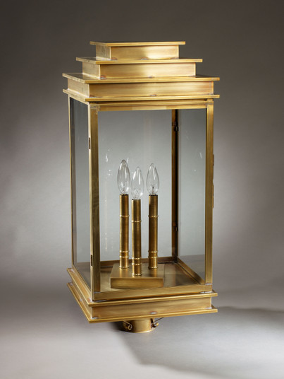 Empire Three Light Post Mount in Antique Brass (196|8953-AB-LT3-CLR)