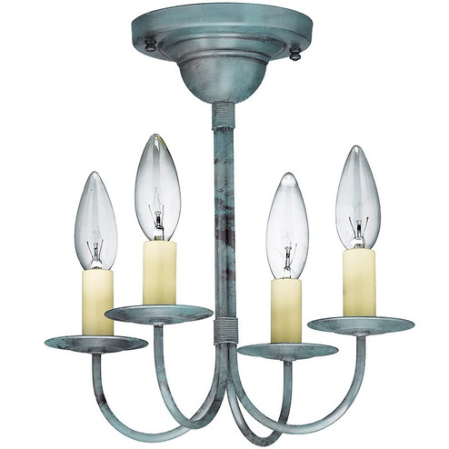 Flush Four Light Hanging Lantern in Verdi Gris (196|904F-VG-LT4)
