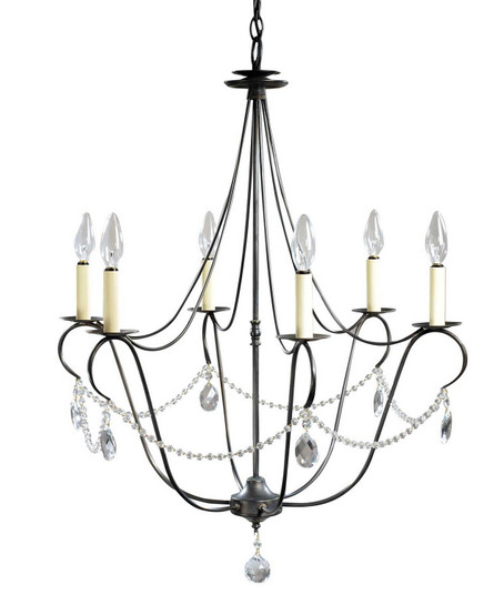 Chandelier Six Light Hanging Lantern in Dark Brass (196|959-DB-LT6-CRY)