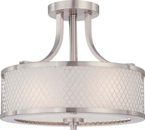 Fusion Three Light Semi Flush Mount in Brushed Nickel / Frosted (72|60-4692)