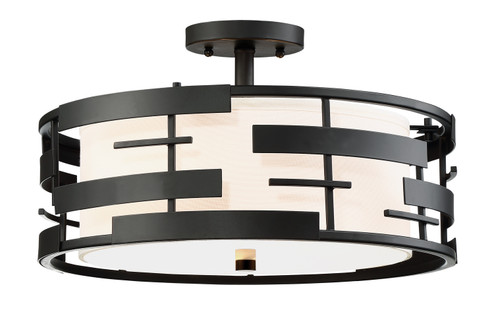Lansing Three Light Semi Flush Mount in Midnight Bronze (72|60-6436)