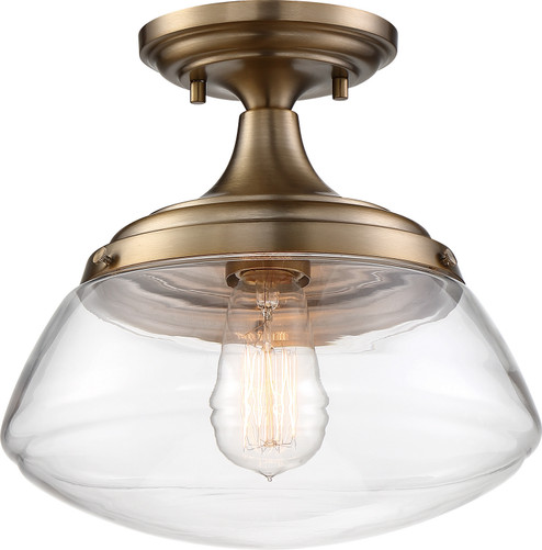 Kew One Light Semi Flush Mount in Burnished Brass / Clear (72|60-6797)