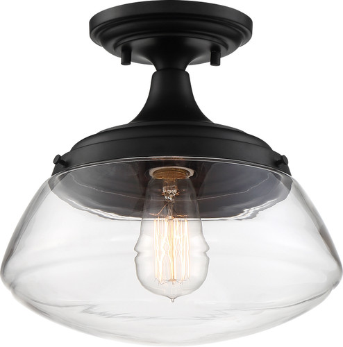 Kew One Light Semi Flush Mount in Aged Bronze / Clear (72|60-6799)