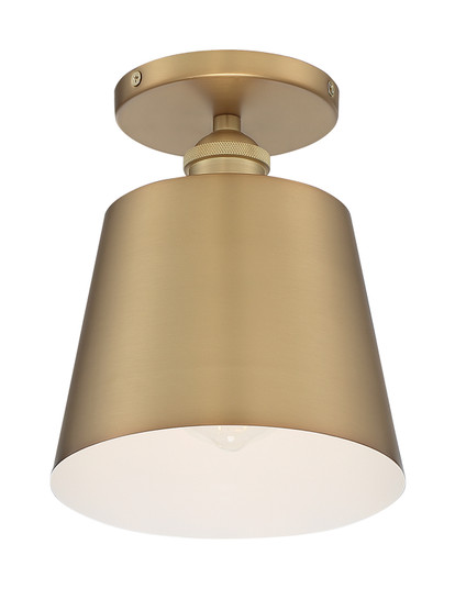 Motif One Light Semi Flush Mount in Brushed Brass / White Accents (72|60-7321)