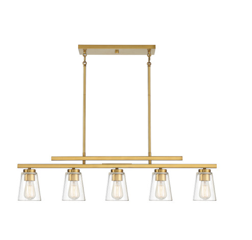 Calhoun Five Light Linear Chandelier in Warm Brass (51|1-1023-5-322)