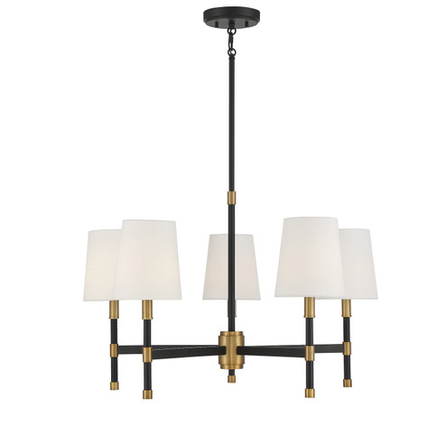 Brody Five Light Chandelier in Matte Black with Warm Brass Accents (51|1-1630-5-143)