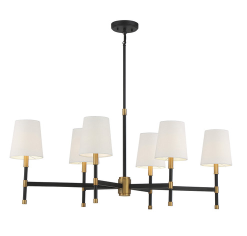 Brody Six Light Linear Chandelier in Matte Black with Warm Brass Accents (51|1-1631-6-143)