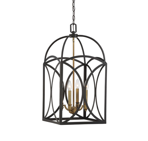 Talbot Four Light Foyer Pendant in English Bronze and Warm Brass (51|3-4081-4-79)