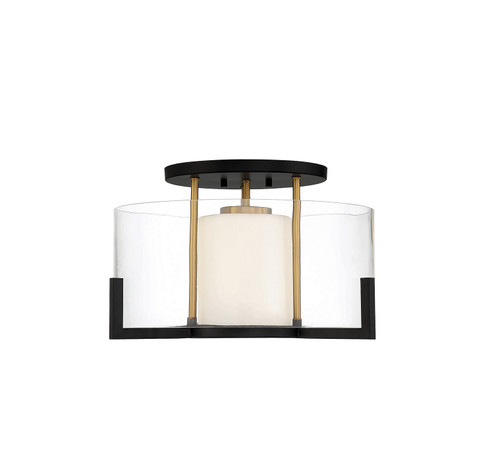 Eaton One Light Semi-Flush Mount in Matte Black w/Warm Brass Accents (51|6-1981-1-143)