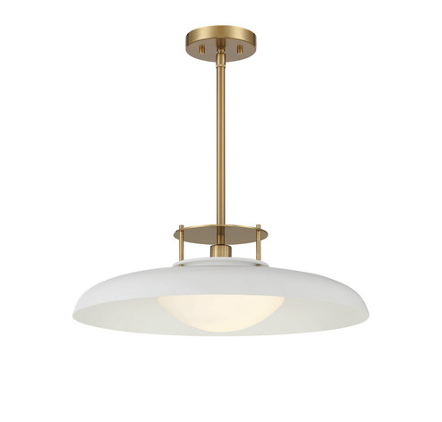 Gavin One Light Pendant in White w/Warm Brass Accents (51|7-1690-1-142)