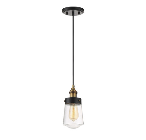 Macauley One Light Mini Pendant in Vintage Black with Warm Brass (51|7-2064-1-51)