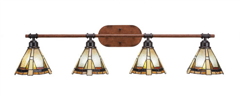Blacksmith Four Light Bath Bar in Painted Wood-look Metal & Dark Granite (200|1754-9345)