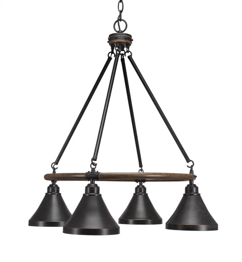 Blacksmith Four Light Chandelier in Painted Wood-look Metal & Dark Granite (200|1764-410-DG)