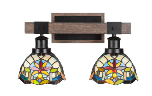 Tacoma Two Light Bathroom Lighting in Matte Black & Painted Distressed Wood-look (200|1842-MBDW-9365)