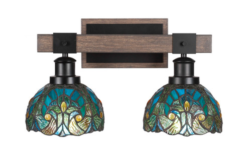 Tacoma Two Light Bath Bar in Matte Black & Painted Distressed Wood-look Metal (200|1842-MBDW-9925)
