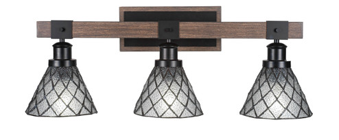 Tacoma Three Light Bath Bar in Matte Black & Painted Distressed Wood-look Metal (200|1843-MBDW-9185)