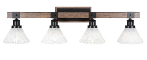 Tacoma Four Light Bathroom Lighting in Matte Black & Painted Distressed Wood-look (200|1844-MBDW-7195)