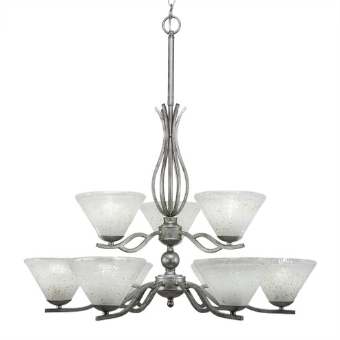 Revo Nine Light Chandelier in Aged Silver (200|249-AS-7145)