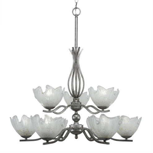 Revo Nine Light Chandelier in Aged Silver (200|249-AS-755)