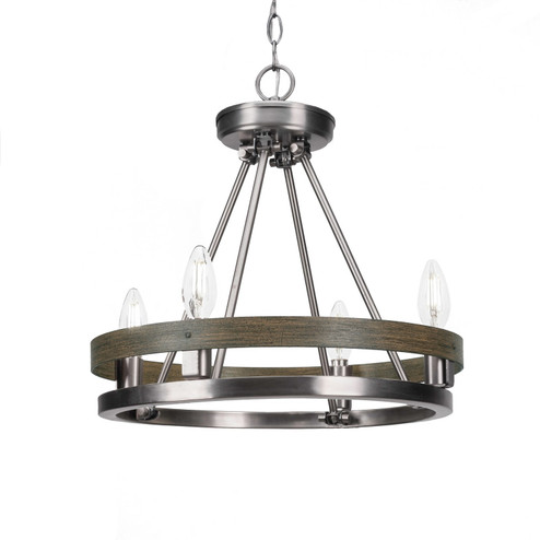 Belmont Four Light Chandelier in Graphite & Painted Distressed Wood-look Metal (200|2704-GPDW)