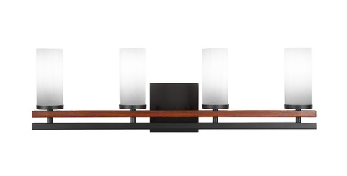 Belmont Four Light Bathroom Lighting in Matte Black & Painted Wood-look (200|2714-MBWG-801)