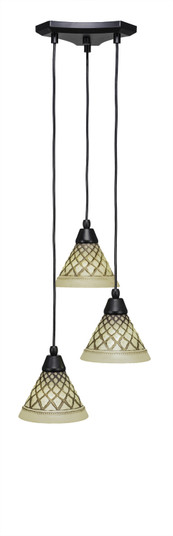 Europa Three Light Cluster Pendalier in Matte Black (200|28-MB-7185)