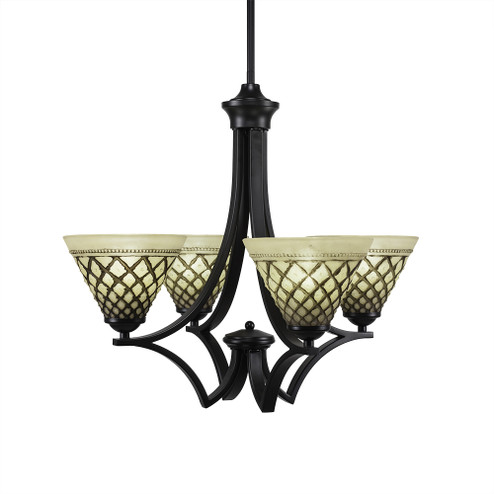 Zilo Four Light Chandelier in Matte Black (200|564-MB-7185)