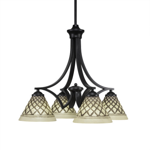 Zilo Four Light Chandelier in Matte Black (200|568-MB-7185)