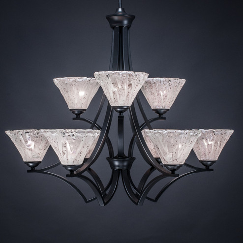 Zilo Nine Light Chandelier in Matte Black (200|569-MB-7195)