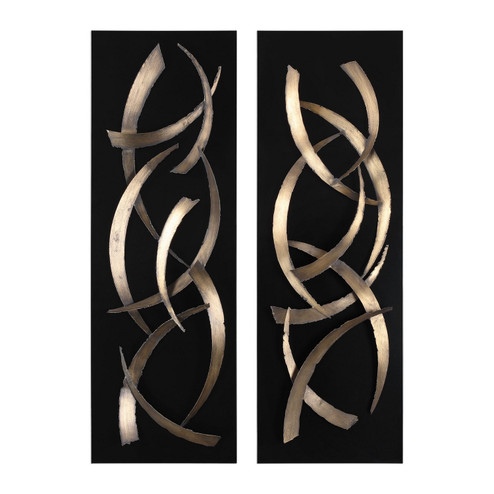 Brushstrokes Wall Art, S/2 in Brushed Gold (52|04139)