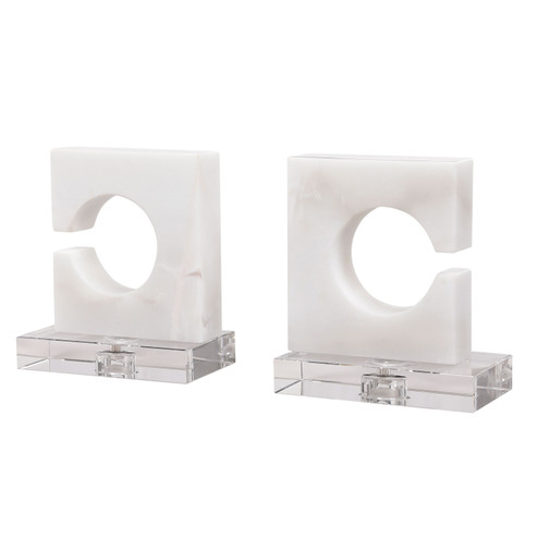 Clarin Bookends, S/2 in Clean, White And Gray (52|17864)