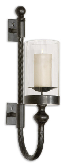 Garvin Twist Candle Sconce in Aged Black w/Red Rust (52|19476)